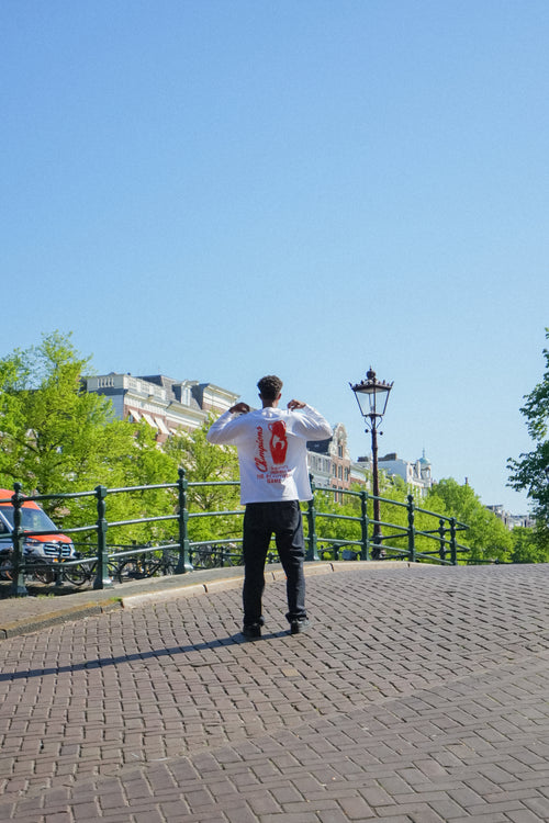 Champion Red Longsleeve Tee (White)