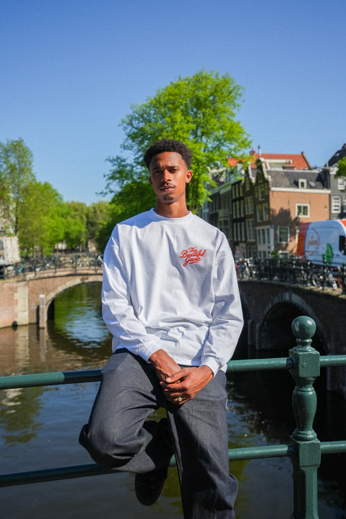 Champion Red Longsleeve Tee (White)