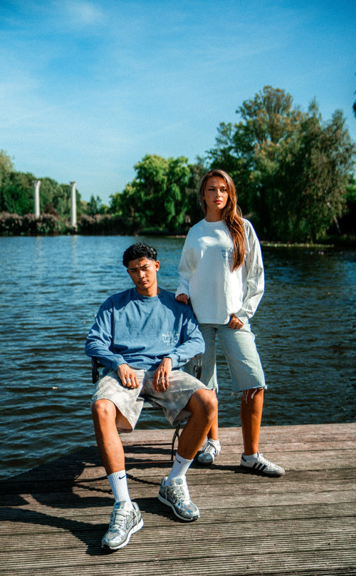 Stamp Logo Longsleeve (Washed Blue)