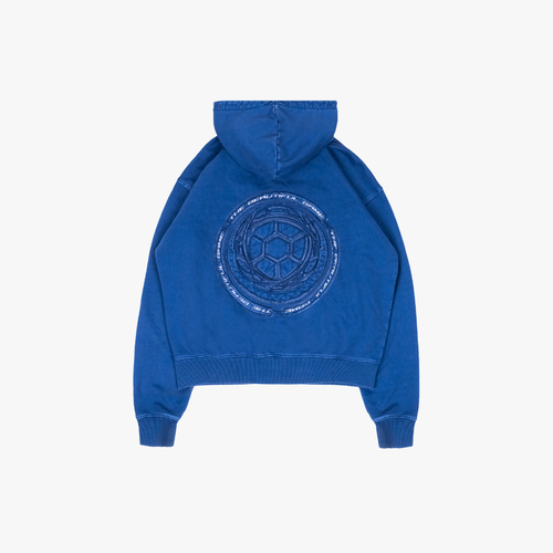 Distressed Zip Hoodie (Washed Blue)