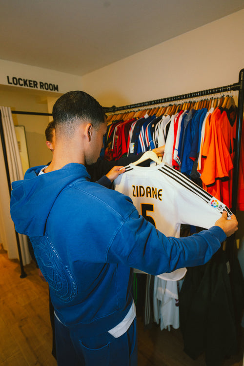 Distressed Zip Hoodie (Washed Blue)