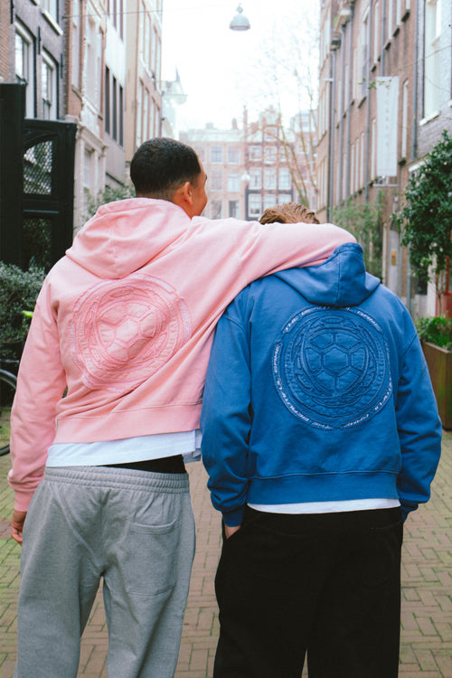 Distressed Zip Hoodie (Washed Blue)